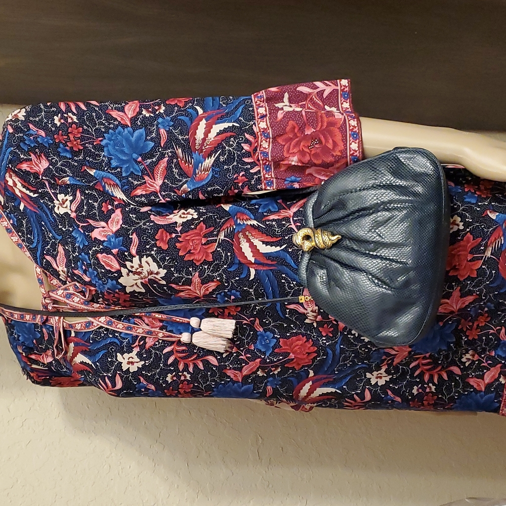 Judith Lieber Snake Skin Evening Bag Crossbody Purse Navy - Picture 9 of 12
